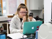 Students analyze findings in Acadia’s aLAB (Acadia Laboratory for Agri-Food and Beverage).
