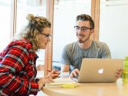 Students study in the lounge of Patterson Hall, home of the Manning School of Business and the Rural Innovation Centre.