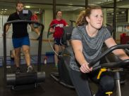 Students train in the cardio area of the fitness centre.